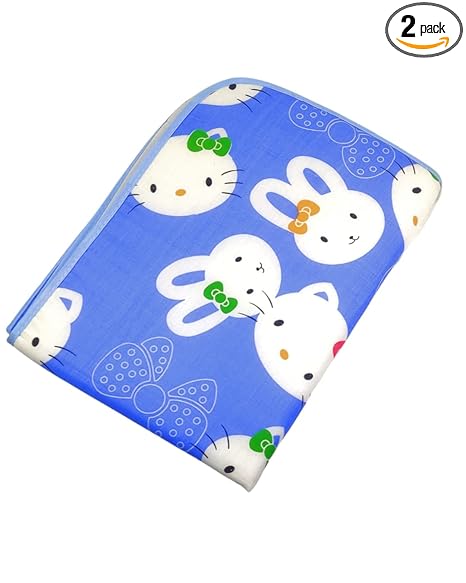 Baby Diaper Changing Mats/Bichhoni Waterproof Bed Protector, One Side Cotton One Side Plastic (Piece-2)