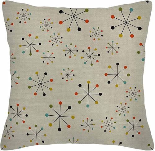 Miniatura 7 de Fundas de almohada de mediados de siglo 60S, diseño geométrico absctract Space Christmas Diseño retro de los años 50 y 1960, funda de almohada de 18