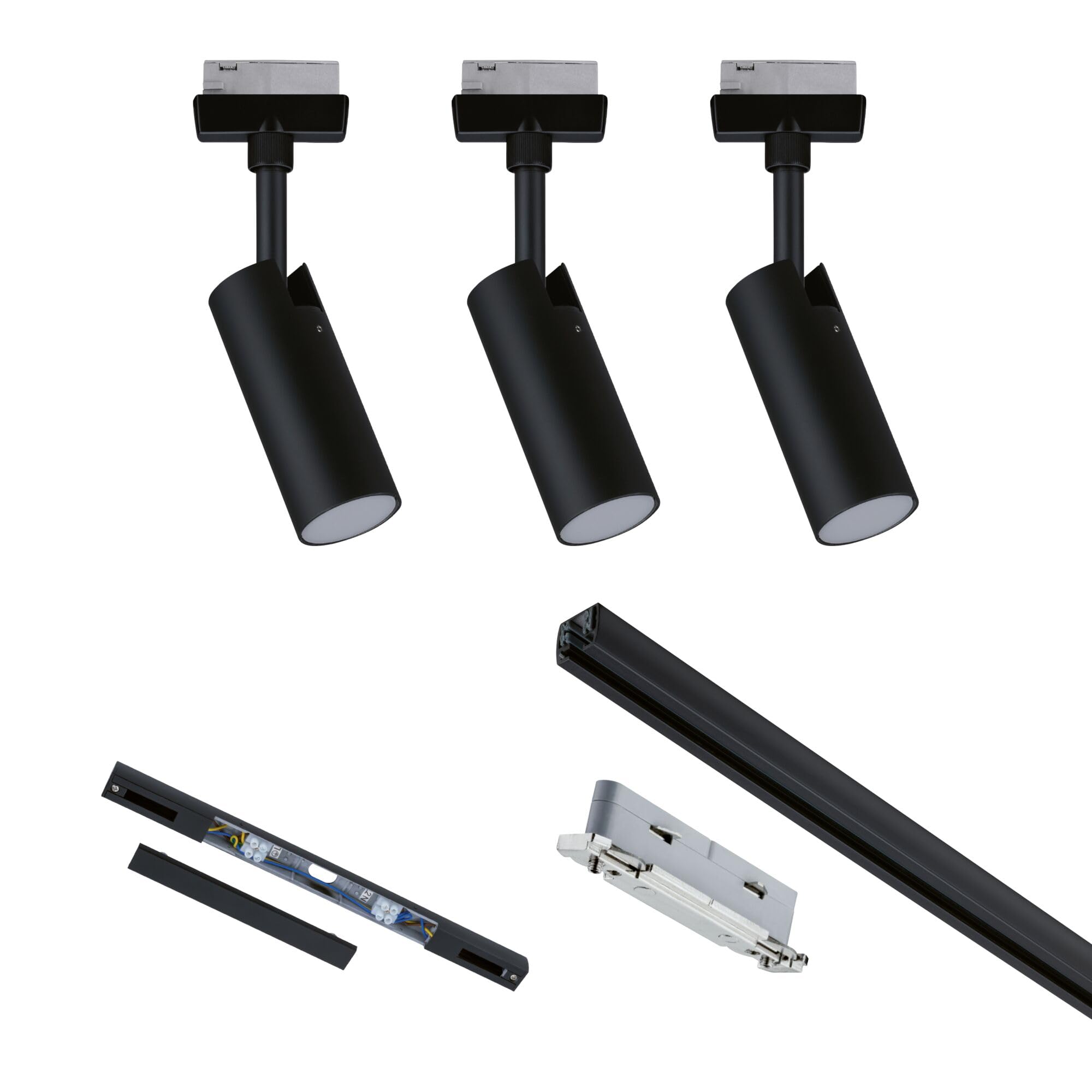 Paulmann 5227 URail LED Schienenspot Tubo Starterset 3x166lm 3x4,5W 3000K 230V Schwarz matt