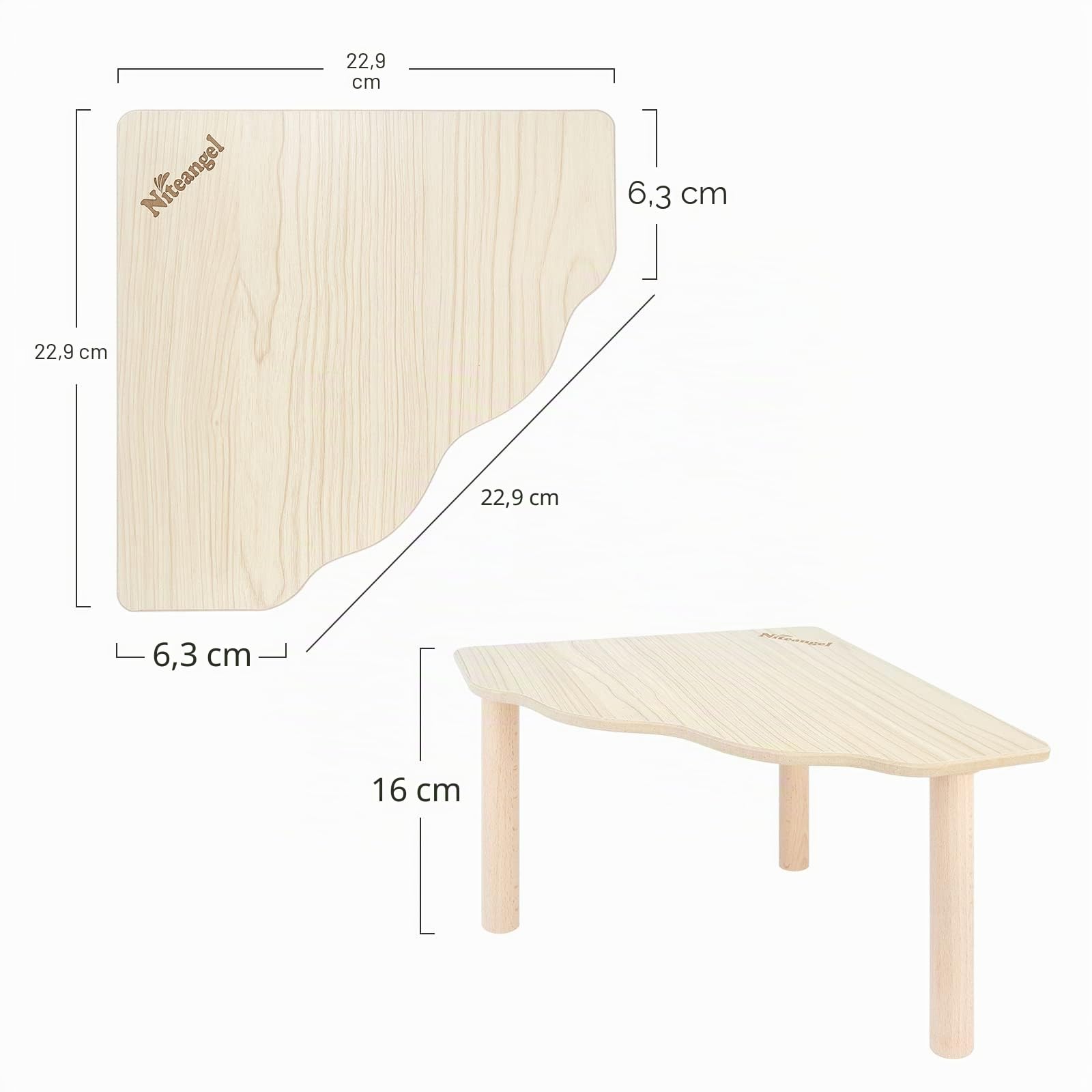 Niteangel Plateforme en Bois de Jeu pour Hamsters Nains syriens, gerbilles, Souris dégus ou Autres Petits Animaux (Triangle - Hauteur de 5,9 Pouces, Burlywood)