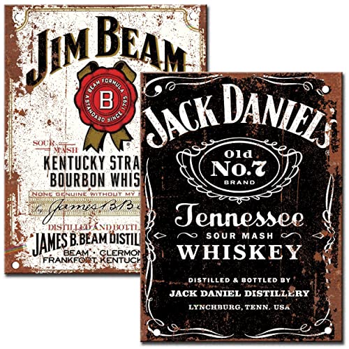 Swift Gift UK Lot de 2 panneaux de bar – Fixations incluses pour extérieur, jardin, bar, bière, plaque murale pour homme, grotte, cadeau en métal, 20 cm x 15 cm