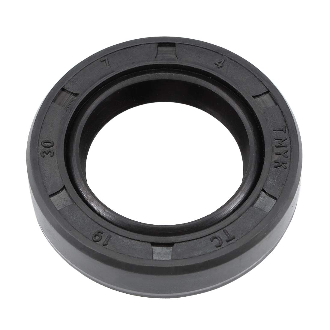 uxcell Oil Seal, TC 19mm x 30mm x 7mm Nitrile Rubber Cover Double Lip with Spring for Bearing Shaft, Black Pack of 1