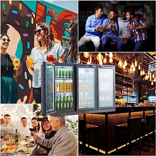 Bodegacooler Back Bar Cooler, Back Bar Beverage Refrigerator With 3 Glass Doors,Commercial Counter Height Refrigerator,11.4Cu.ft Under Counter Refrigerator,Commercial Display Fridge For Soda, Beer,Wine #TOP5