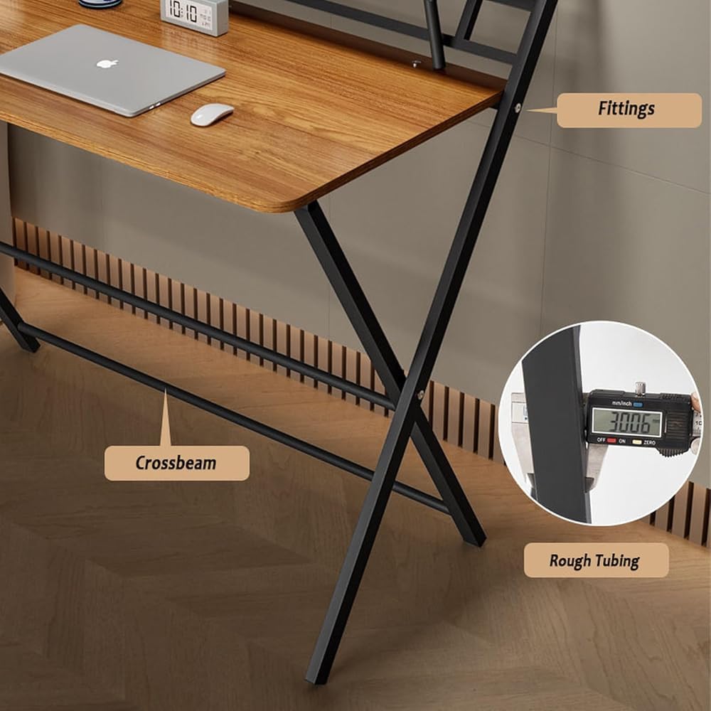 Moderno tavolino pieghevole piccolo, scrivania portatile salvaspazio, scrivania per computer con scomparti portaoggetti, scrivania per studenti e home office, senza accessori (dimensioni: 104 x 50 x