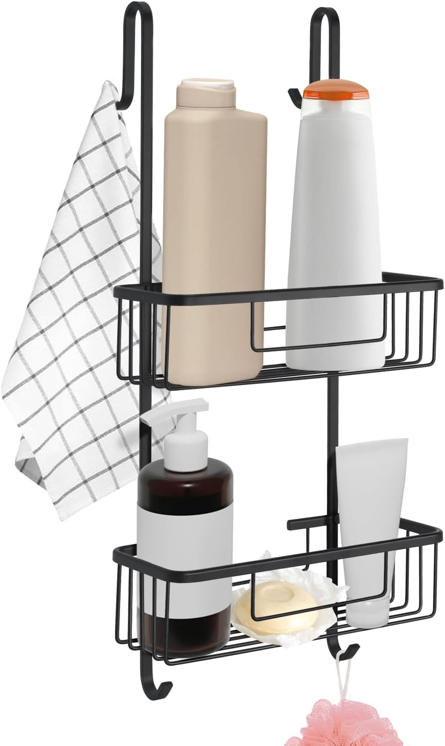 Duwee Over Door Hanging Shower Caddy 2 Tier,Rust Proof Bathroom hanging