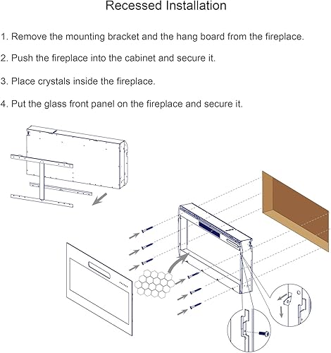 Miniatura 4 de Chimenea eléctrica de 50 pulgadas para interiores montada en la pared y empotrada con control remoto y pantalla táctil, función de temporizadorllama