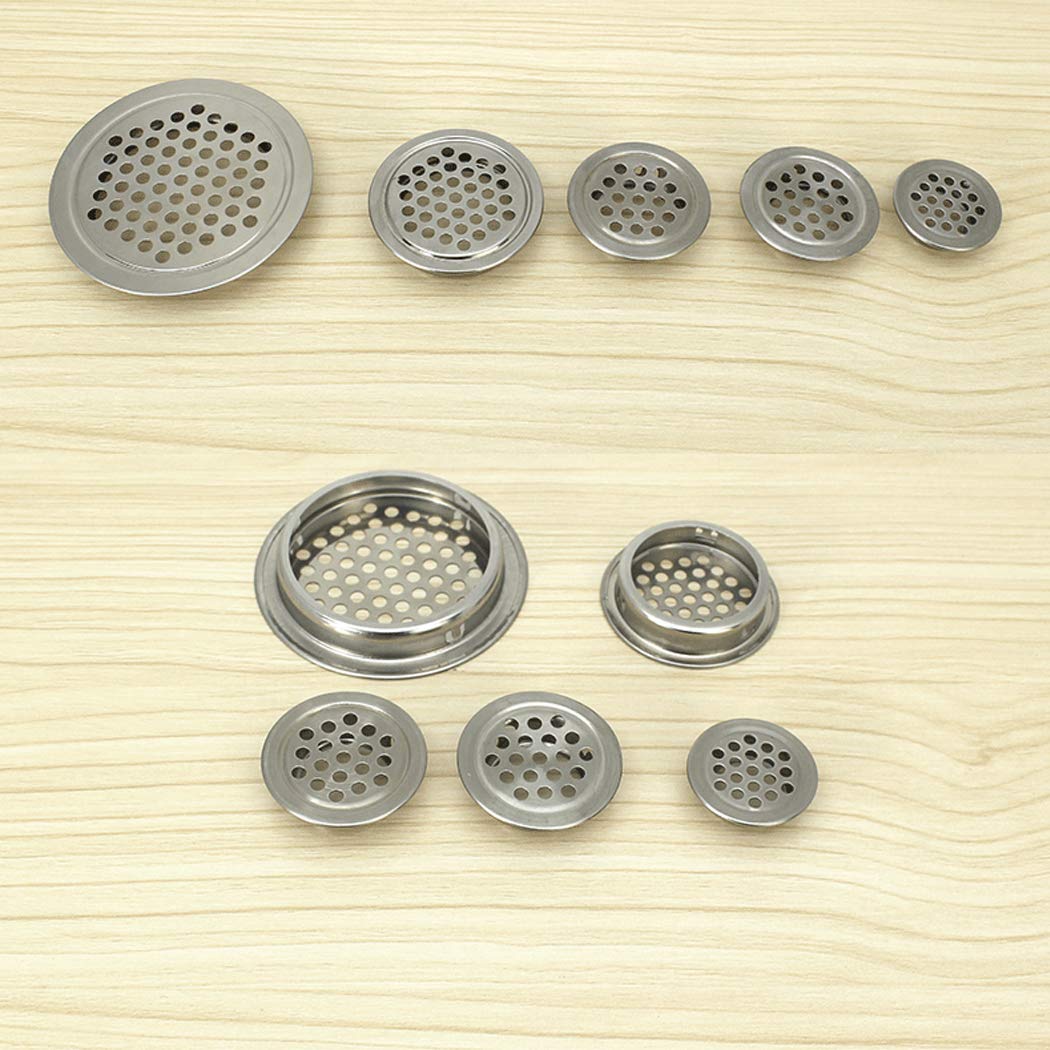 Cubiertas de ventilación de 25 mm circulares planas de acero inoxidable con orificio de malla para armario, baño, oficina, cocina, ventilación de 20 piezas