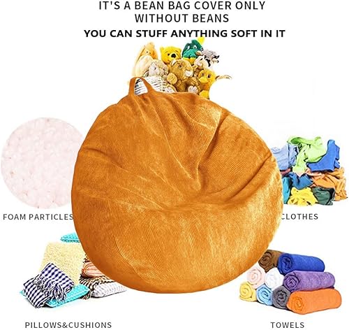 Miniatura 27 de Funda para puf de almacenamiento de animales de peluche (sin relleno), lavable, ultra suave, para organizar juguetes de peluche o textiles, puf para