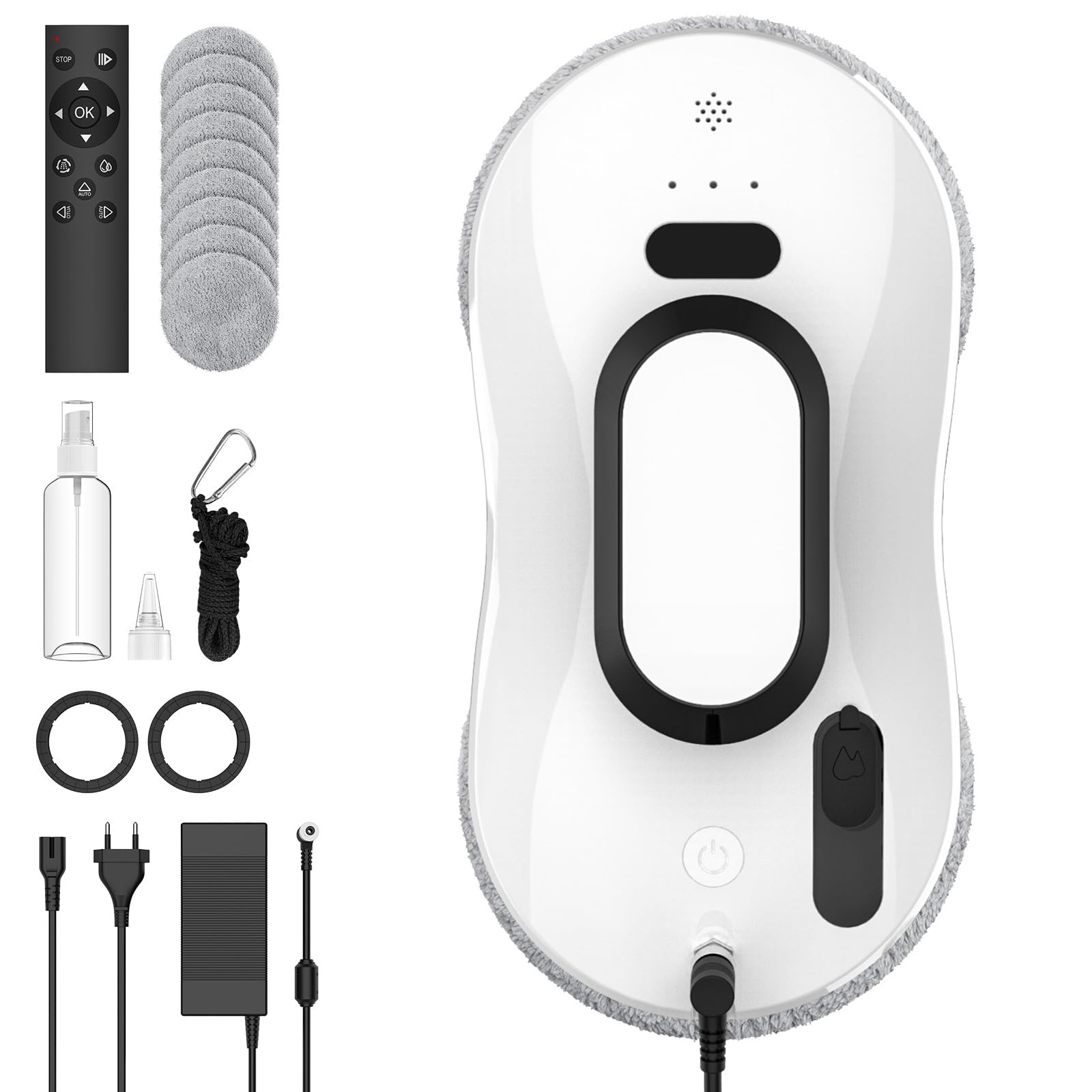 Robot Limpiacristales 5600pa, Robot Limpia Cristales Ventanas con Pulverización, Control Remoto, 3 Modos de Limpieza, Sistema de Seguridad, Detección Inteligente de Bordes, para Superficies Lisas