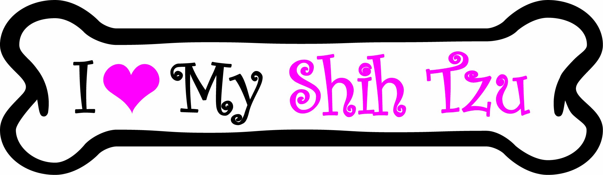 Imagine This 7-Inch by 2-1/4-Inch Car Magnet Pink Bones, I Love My Shih Tzu