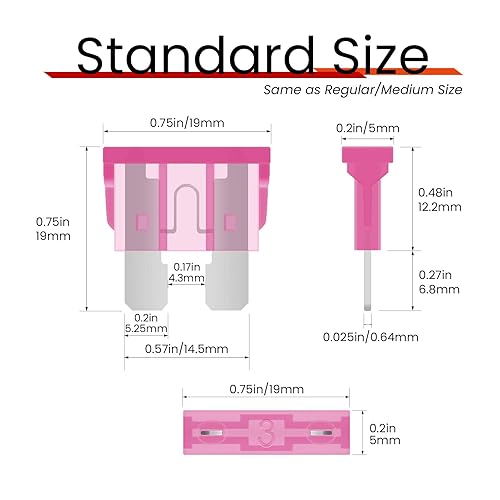 Miniatura 3 de Fusibles estándar para automóvil de 3 amperios, fusibles automotrices 3A, fusibles de repuesto automotrices (ATOATC), fusible de hoja para