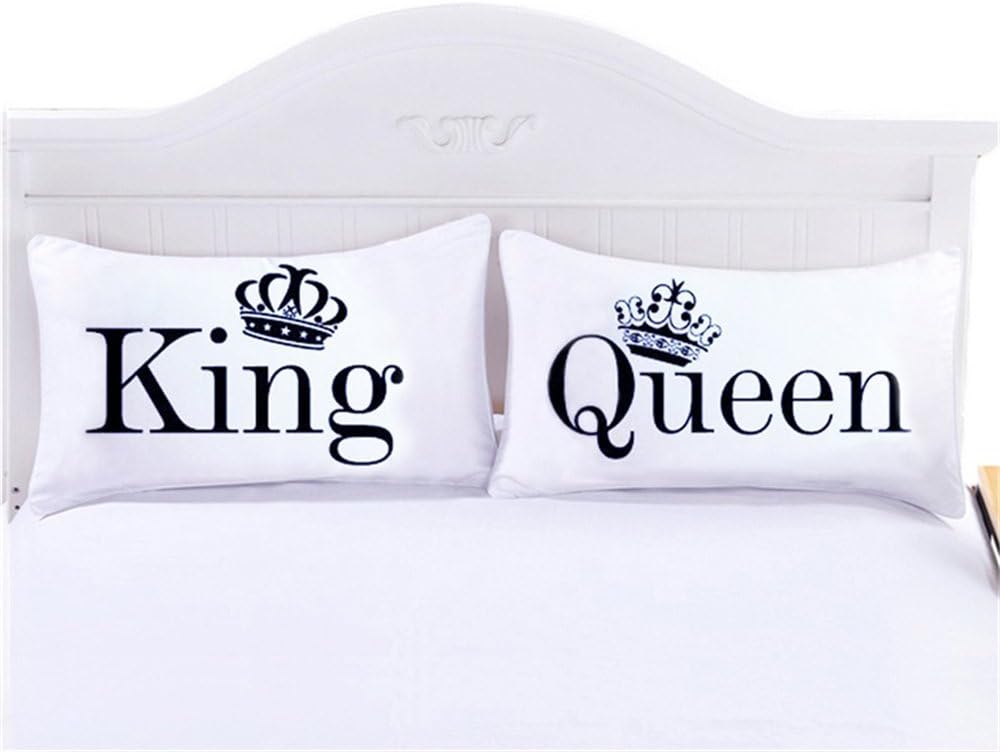 Juwenin Home Pillowcase Set,Romantic Gift Idea for Couples Christmas, Valentines Day, Anniversary, Wedding, Engagement, for Him and Her in Love (Queenking, Queen)