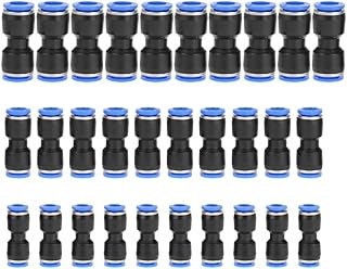 Pneumatic Fittings Kit, 30 Pcs Straight Pneumatic Fittings Pneumatic Quick Connect Fittings Pneumatic Push to Connect Air Fittings for 1/4inch, 5/16inch, 3/8inch 6mm 8mm 10mm Tube