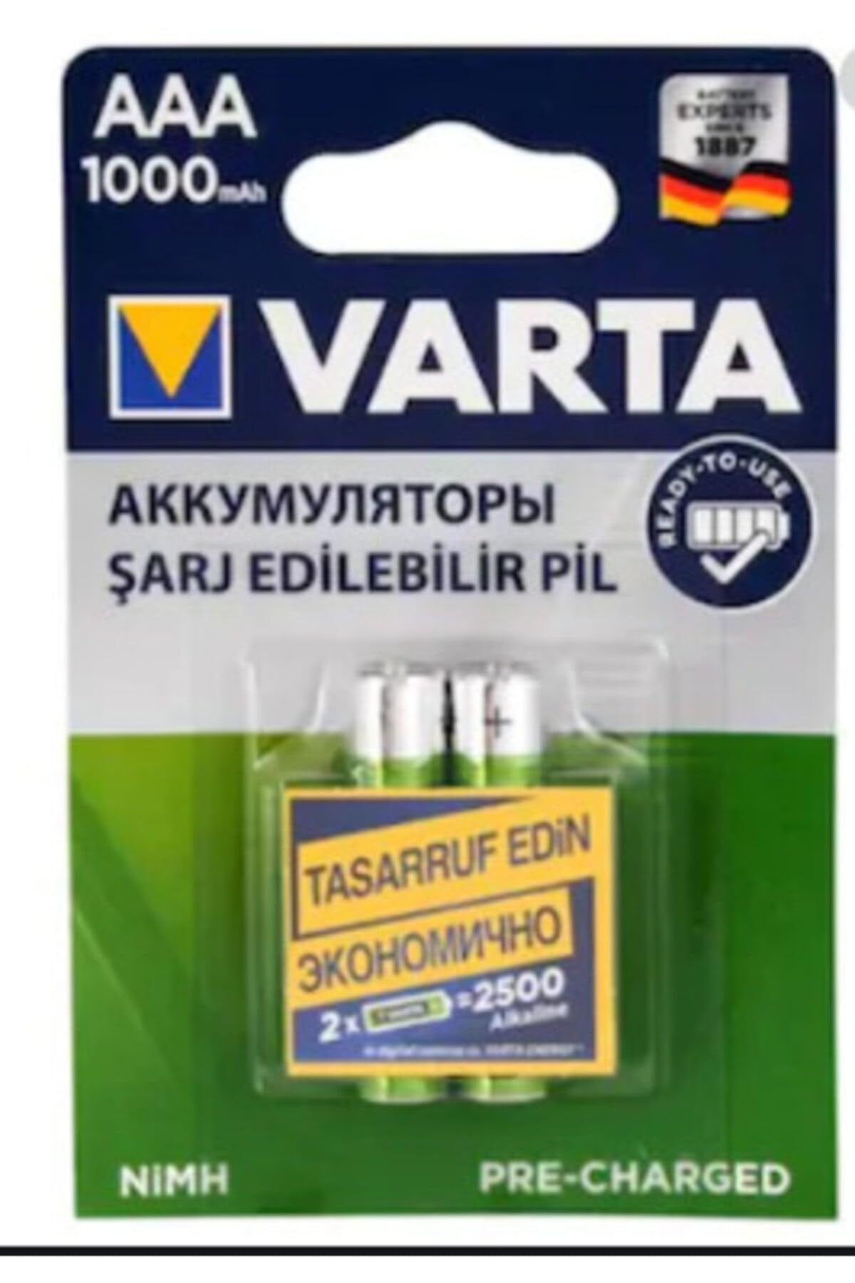 ATA ELECTRONIC Varta 1000Mah 1000 Milliamper Aaa Slim Battery 1000 Milliamp Charged Aaa Slim Battery Rechargeable Battery