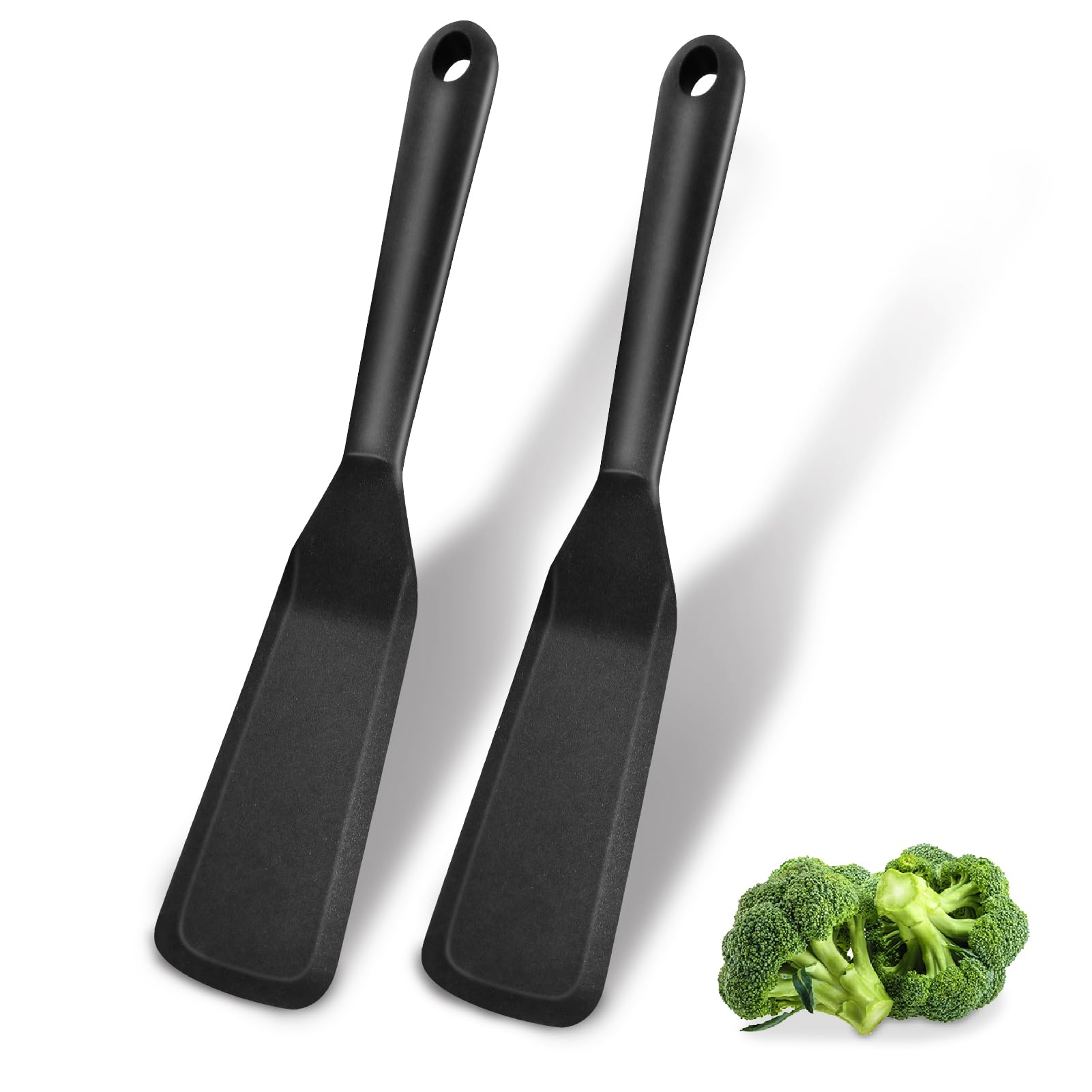 Espátula de Silicona para Tortillas, Herramientas Espátula Larga para Crepé, Antiadherente, Resistente al Calor, para Huevos, Panqueques, Pizza, Hamburguesas, Pescado (Negro)
