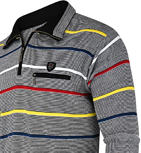 Soltice Sweatshirt voor heren, lange mouwen, poloshirts, gebreide wintertrui, gemêleerd gestreept van katoenmix (M tot 3XL) - Image 3