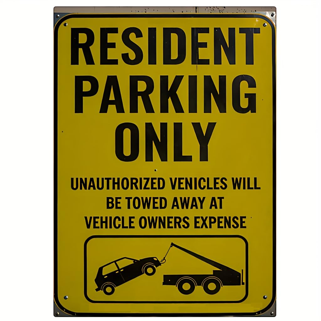 Cartello "Resident Parking Only Unauthorized Venicles Will Be Towed Away", "Private Tenant Parking Only", Protect Your Business, 30,5 x 20,3 cm in alluminio