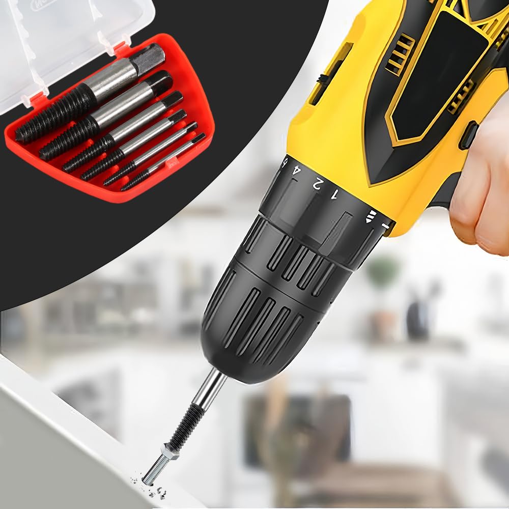 Set 6 Estrattori Viti Rotte | Da 4 A 25 Mm | Acciaio Carbonio | Per Bulloni E Viti Danneggiate