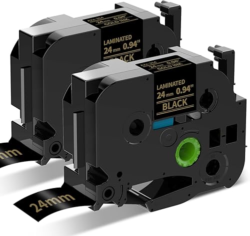 AZe-354 - Cinta de etiquetas compatible con 0.945 in de repuesto para Brother P Touch Tze TZ, 0.945 in, 0.94 laminado dorado sobre negro TZe354 de 1