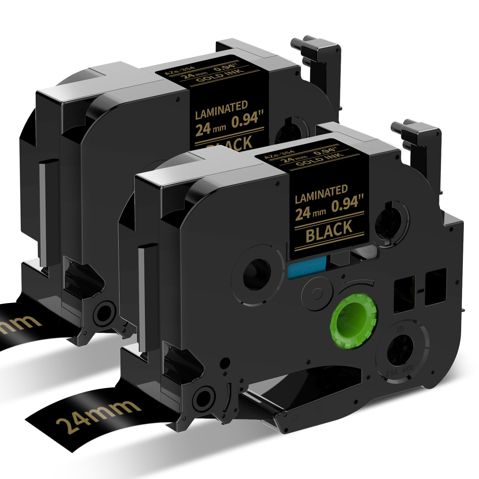 Buyalot AZe-354 Compatible 24mm Label Tape Replacement for Brother P Touch Tze TZ Tape 24mm 0.94 Laminated Gold on Black TZe354 1 Inch for Ptouch