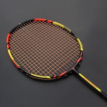 Light Weight 8U 65g Carbon Fibe Badminton Rackets with Strings Bags 22-30LBS Professional Racquet Sports for AdultBlack