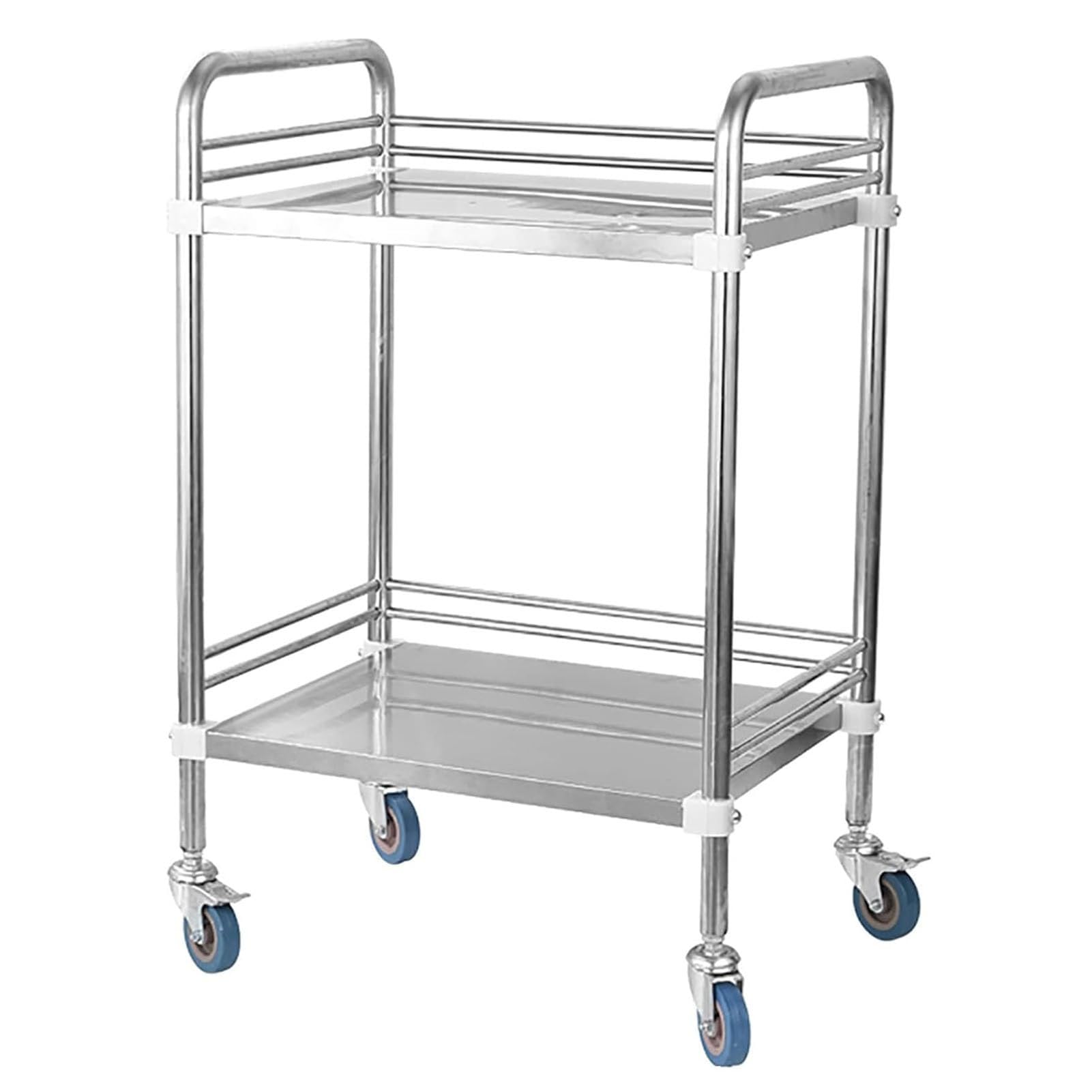 Carrito Médico de Laboratorio de 2 Estantes, Carro Médico con Ruedas, Carrito de Laboratorio de Acero para Almacenamiento en Clínicas Laboratorios Salones
