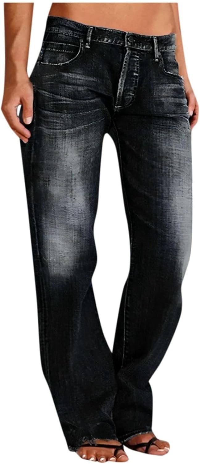 Denim Sweatpants Jeans for Women Trendy Low Rise Baggy Jeans Y2k Boyfriend Barrel Jeans Casual Loose Wide Leg Jeans