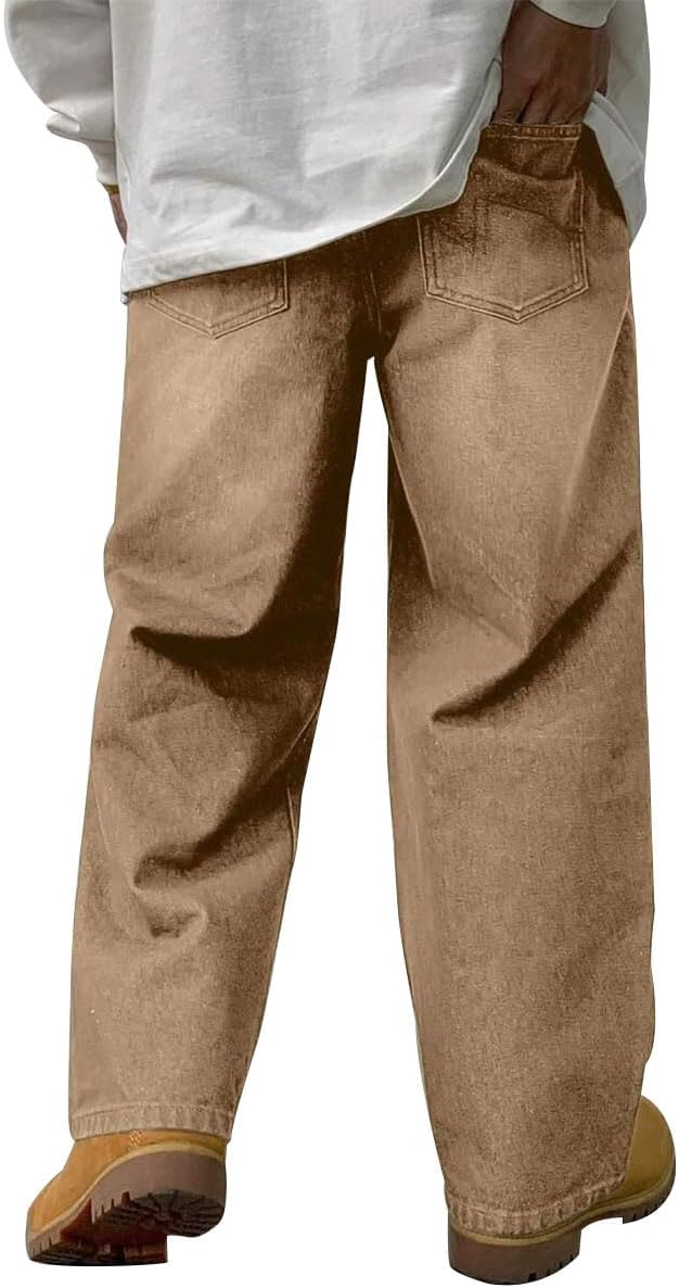 HUNGSON Mens Baggy Jeans for Men Women Y2k Skater Vintage Plain Pants Casual Wide Leg Jeans Loose Fit Denim Jeans - Image 4