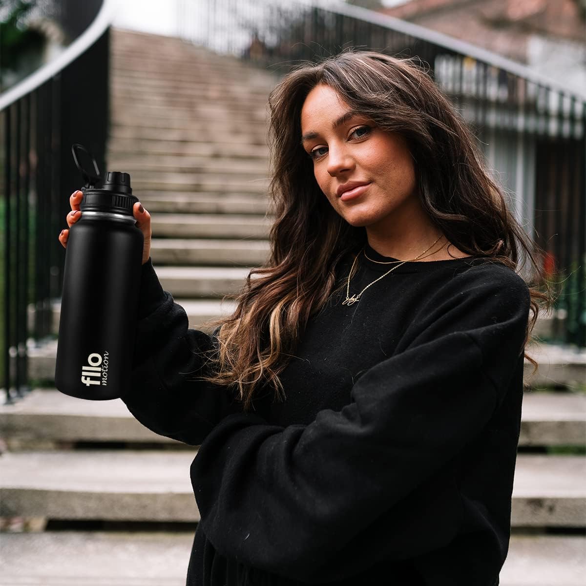 32oz Insulated Water Bottle,BPA Free Stainless Steel Water Bottle,Reusable Thermal Metal Water Bottle with Wide Mouth Spout Lids,Leak-Proof Double Wall Vacuum Flask,Keep Cold and Hot 32oz 32oz black