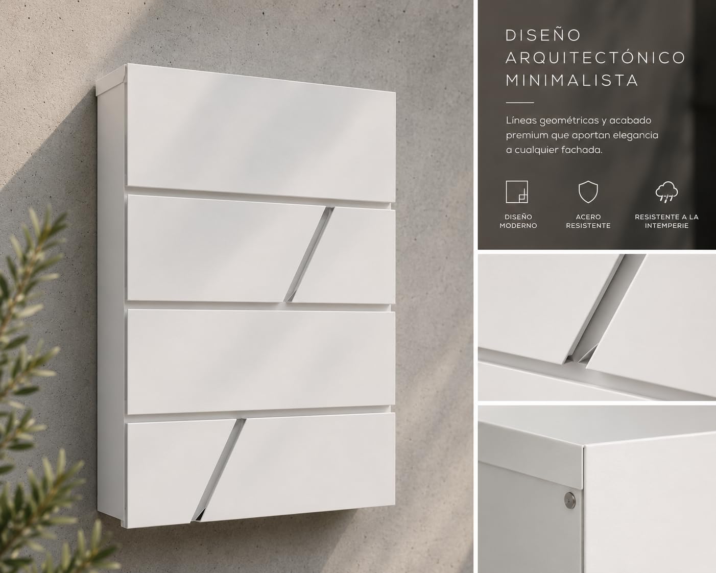 FERPASA® - Buzón Moderno de Pared para Exterior – Diseño Minimalista Premium en Acero Termolacado – Resistente a la Intemperie – Incluye Accesorios de Instalación (Negro)