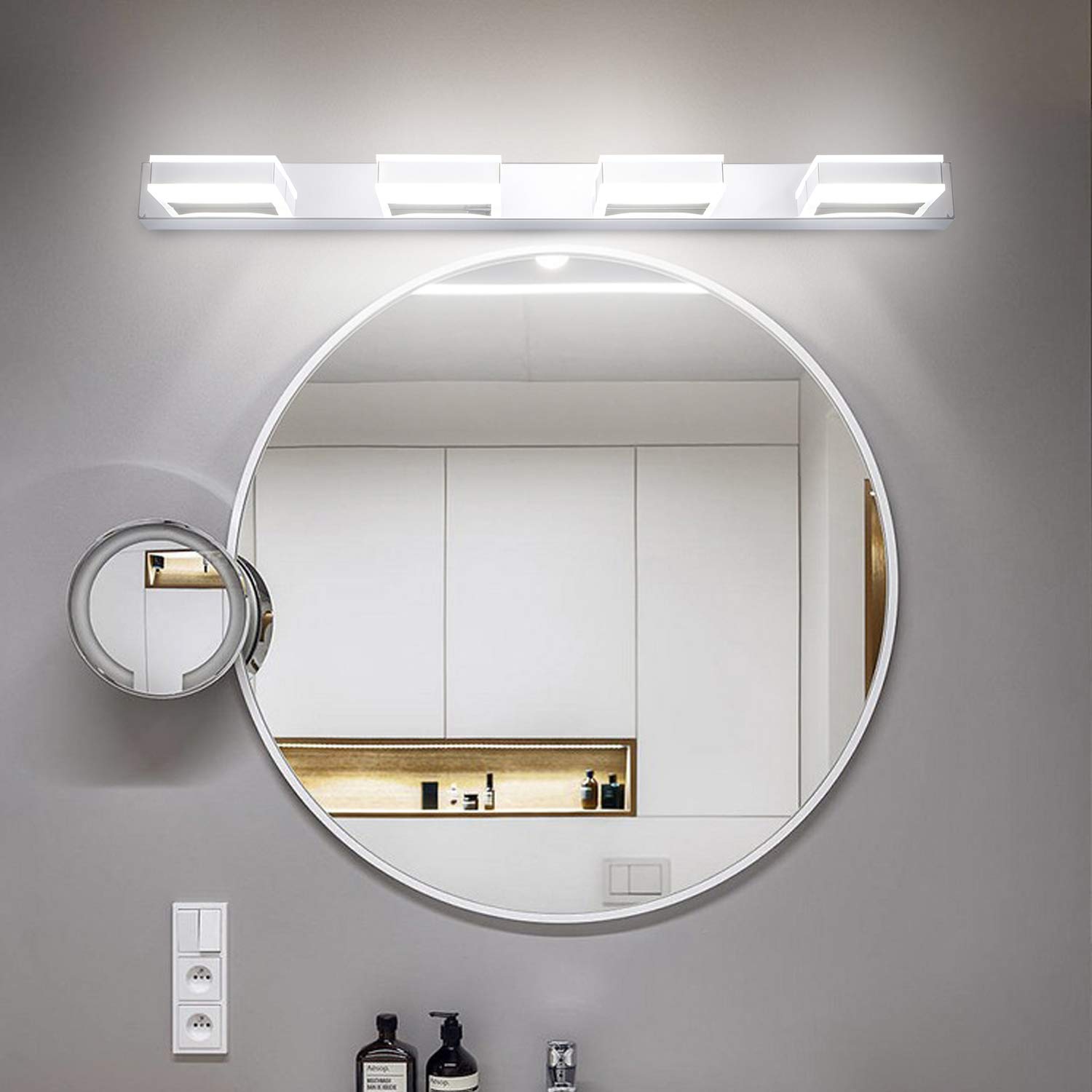 Combuh LED Bathroom Vanity Light 4 Lights IP44 Chrome Wall Light 27