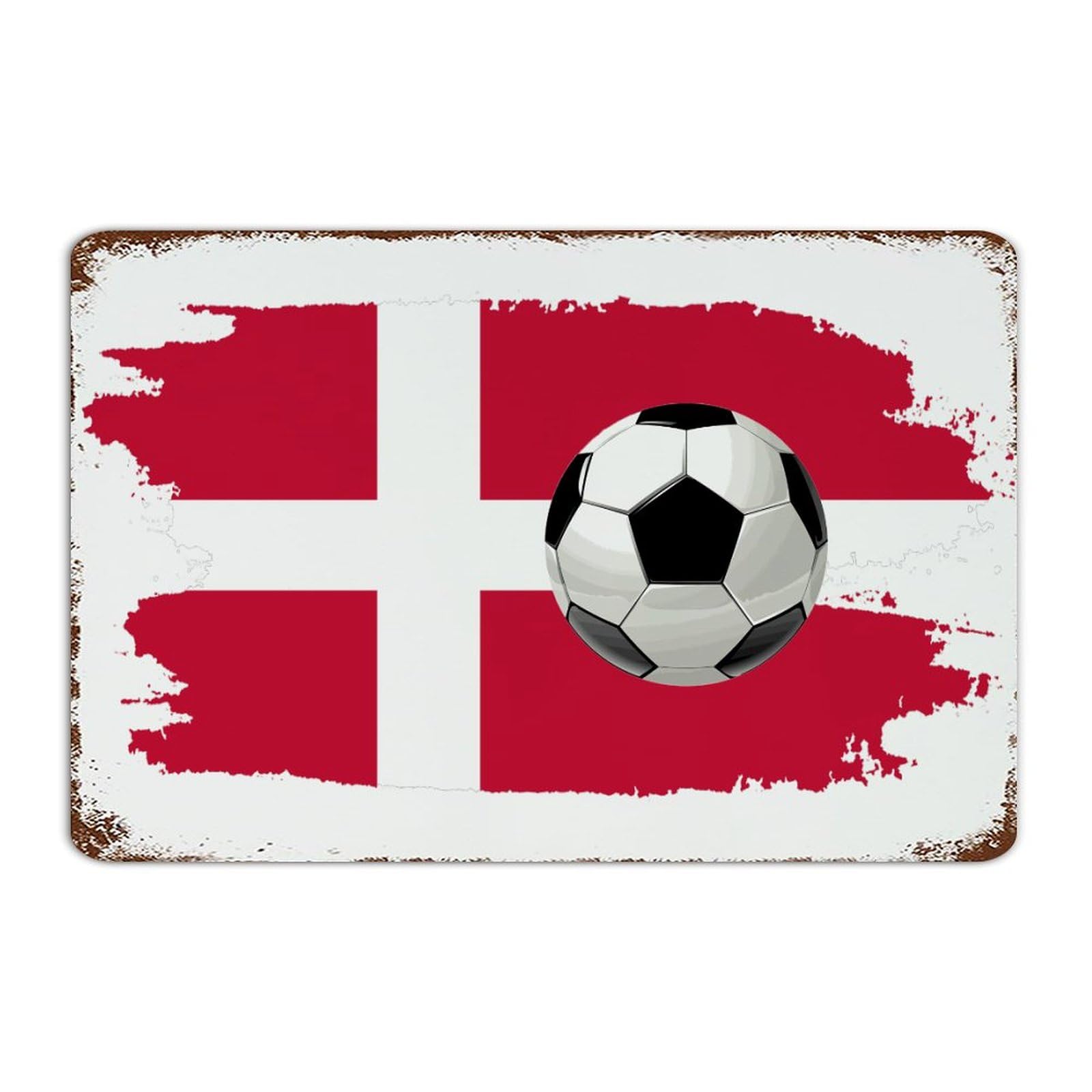 Plaque de Décoration Football Danemark en Métal pour Personnaliser un Mur Blanc de Salon