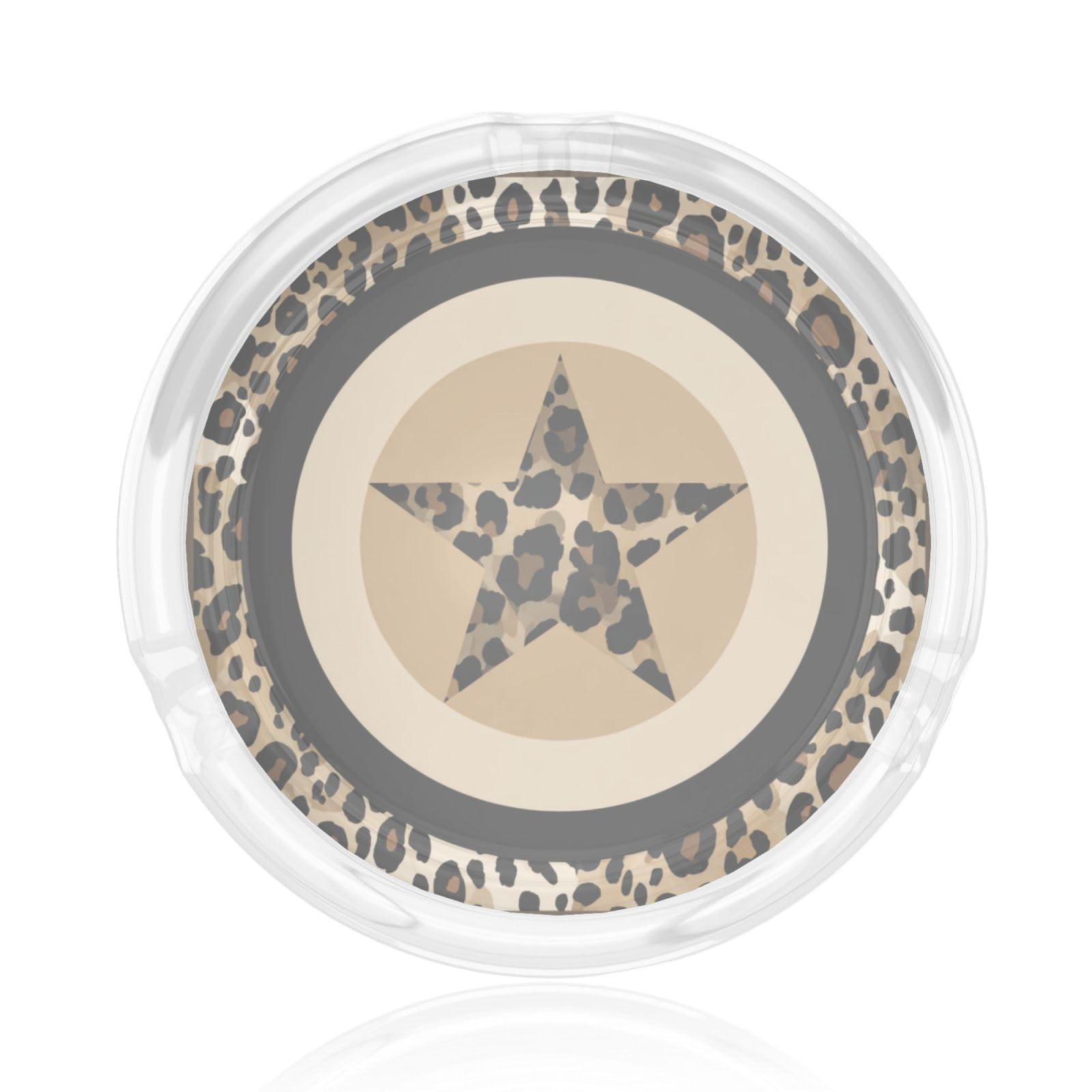 Leopard Print Star On Beige Circular Shape Glass Ashtray For Cigarettes Ash Trays Case For Home Office Decor