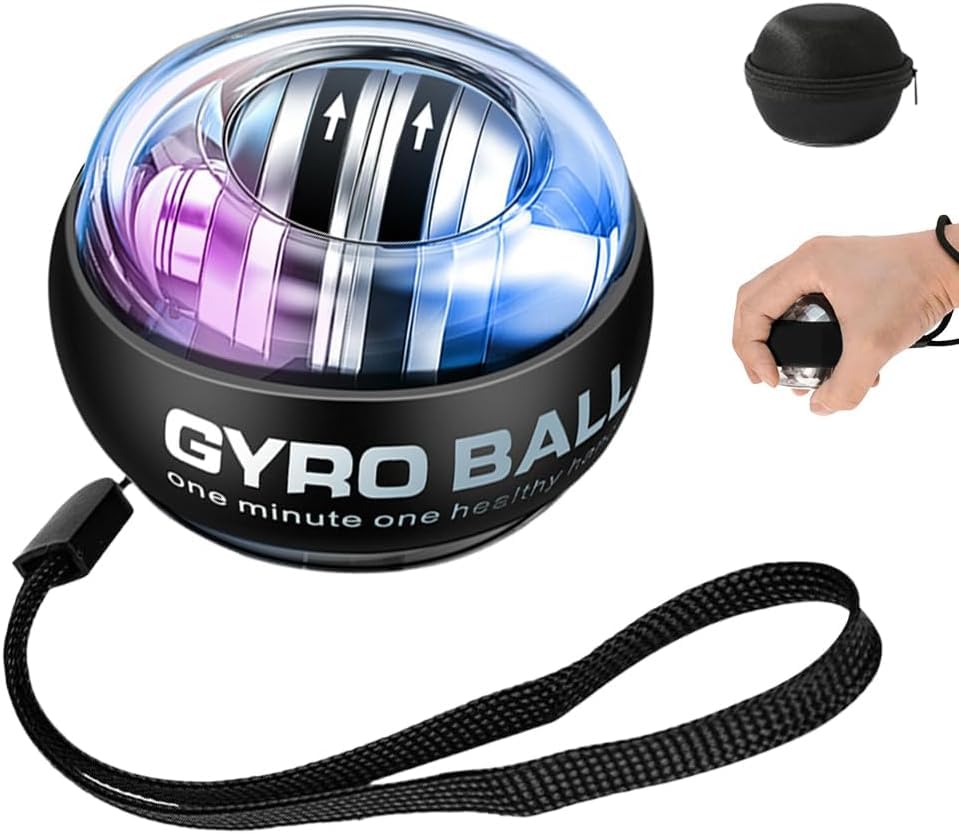 Vital Wrist Ball, 2025 Upgraded Vital Wrist Ball Exerciser, Auto-Start Gyroscopic Forearm Exerciser, Enhance Grip Strength, Hand Strengthening Devices, Adjustable Resistance With LED Lights (Black)