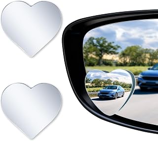 LivTee Heart Shaped Blind Spot Mirrors - HD Frameless Convex, 360° Adjustable Wide Angle for Cars SUVs Trucks, 2 Pack