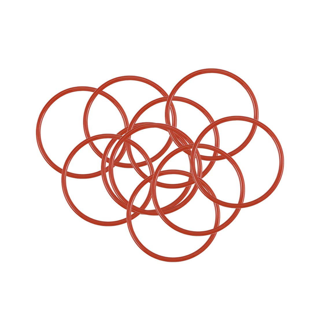 sourcing map Silicone O-Ring, 27mm OD, 24mm ID, 1.5mm Width, VMQ Seal Rings Gasket, Red, Pack of 10