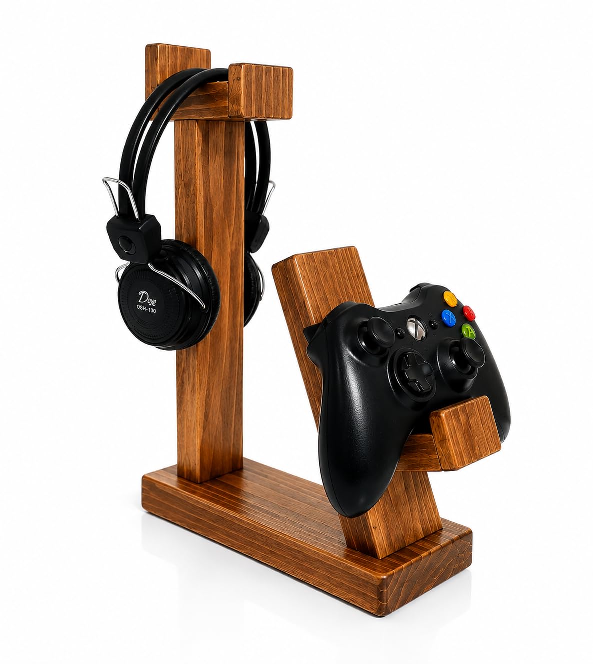 Wooden Headphone and Gaming Controller Stand Desk Organiser | Solid Wood Build, Sturdy & Durable, 29.5 x 23.5 cm, for Xbox, PS5 & PS4, Home & Office Use-image-8
