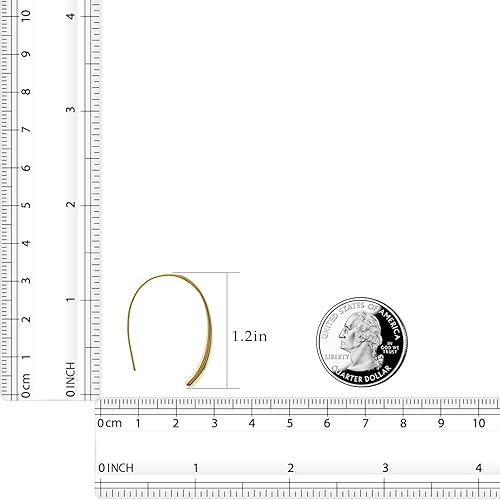 Miniatura 6 de Handmade Pull Through Earrings 14K Gold Earrings Hypoallergenic Drop Open Hoop Earrings Dangle Threader Silver Earrings for Women Trendy