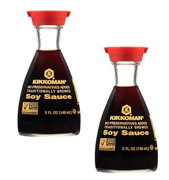 Kikkoman Soy Sauce - Pack of 2 - Use on a Variety of Foods - Stock Up and Have Plenty to go Around - no Preservatives Added - Traditionally Brewed
