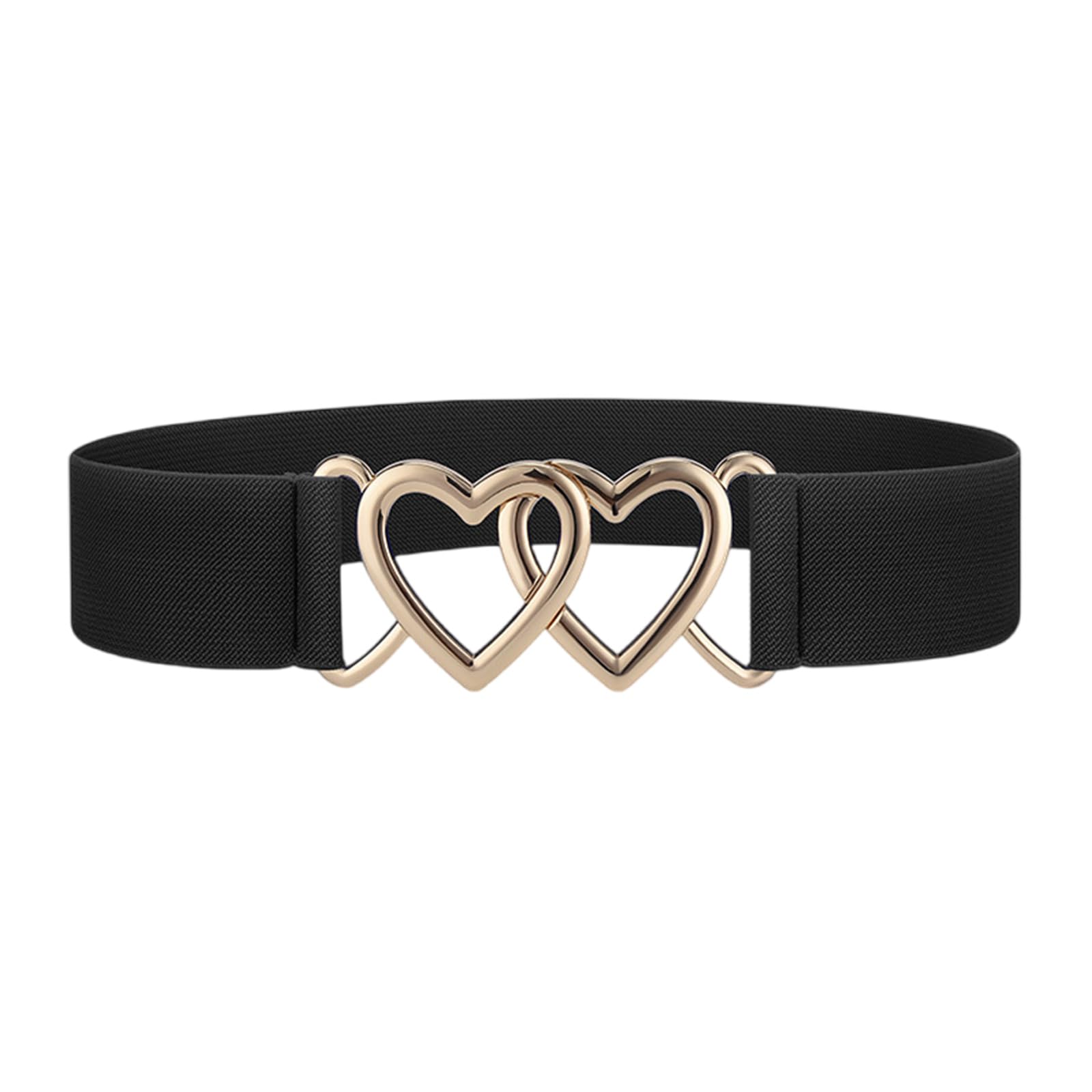 MICFENY Stretchable Double Heart Buckles Elastic Waist Cincher Soft Comfortable Waistband For Women Girl Daily Wear