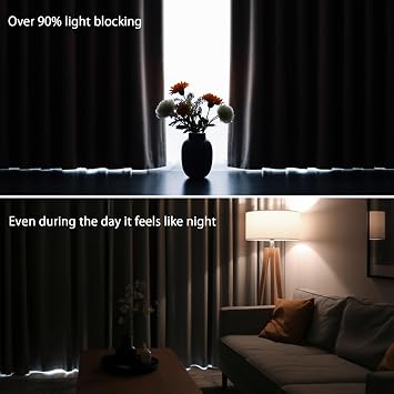 Blackout Curtains for Bedroom, Navy Blue White Striped Room Darkening Curtains for Living Room with Hooks, Grey Farmhouse Stripe Abstract Art Thermal Insulated Drapes 2 Panels, 79Wx32L