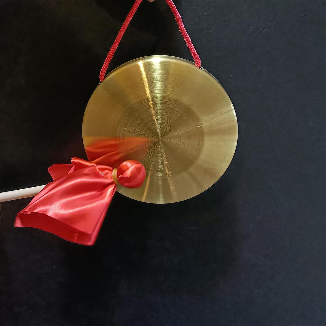 15 cm Ottone Rame Mano Gong Bacino Portatile Ottone Gong Strumenti in Latta con Martello Rotondo per Bambini Cappella Scuola Lezioni di Musica