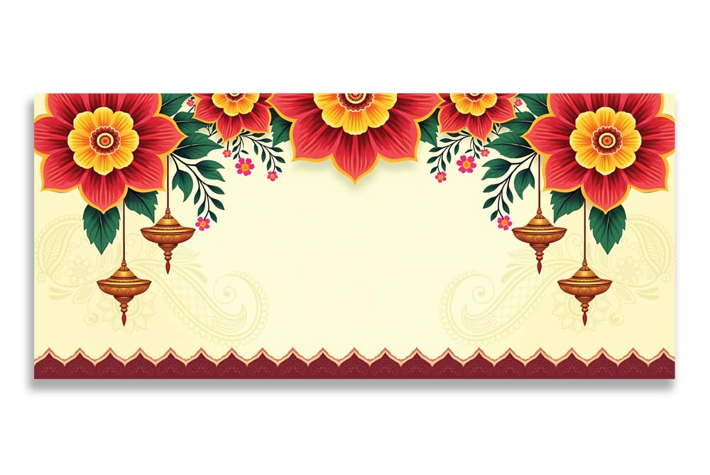Mehta Envelope Mfg Co. Shagun Lifafa/Money Gift Envelope Digital Print in Pearl Finish 200 GSM Thick Paper Size : 18.41 x 8.25 cm (7.25 x 3.25 Inches) Pack of 10 SKU ME-01075