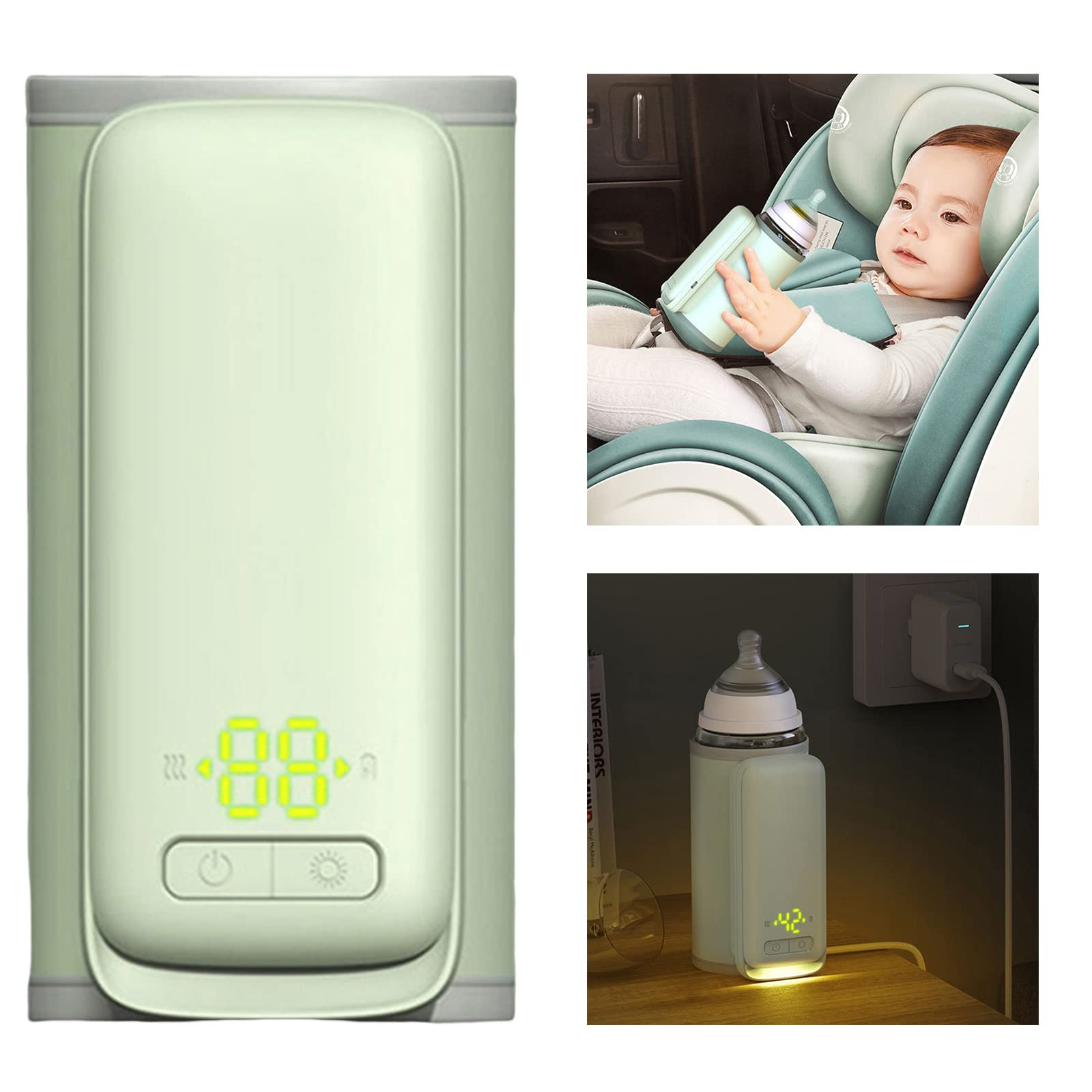 Générique Chauffe-biberon pour Lait de bébé, Chauffant pour biberon Portable USB, Chauffant pour Voiture, Chauffant pour Eau, Manchon Rechargeable USB pour Lait Maternel, Portable pour Voyage