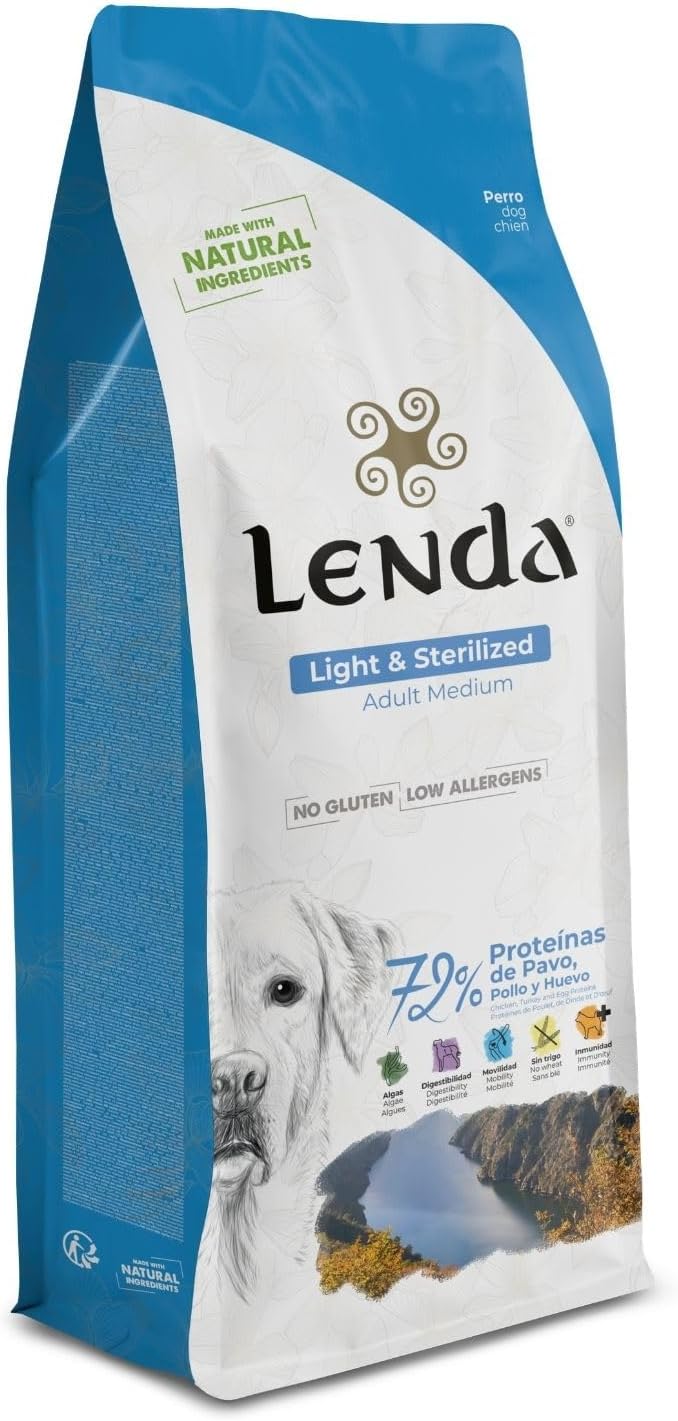 Lenda Light 12 kg - Pienso para Perros Adultos con Sobrepeso o Tendencia a Engordar - Comida para Perro Baja En Calorías - Ideal para Perros Esterilizados - con Condroprotectores y Probioticos