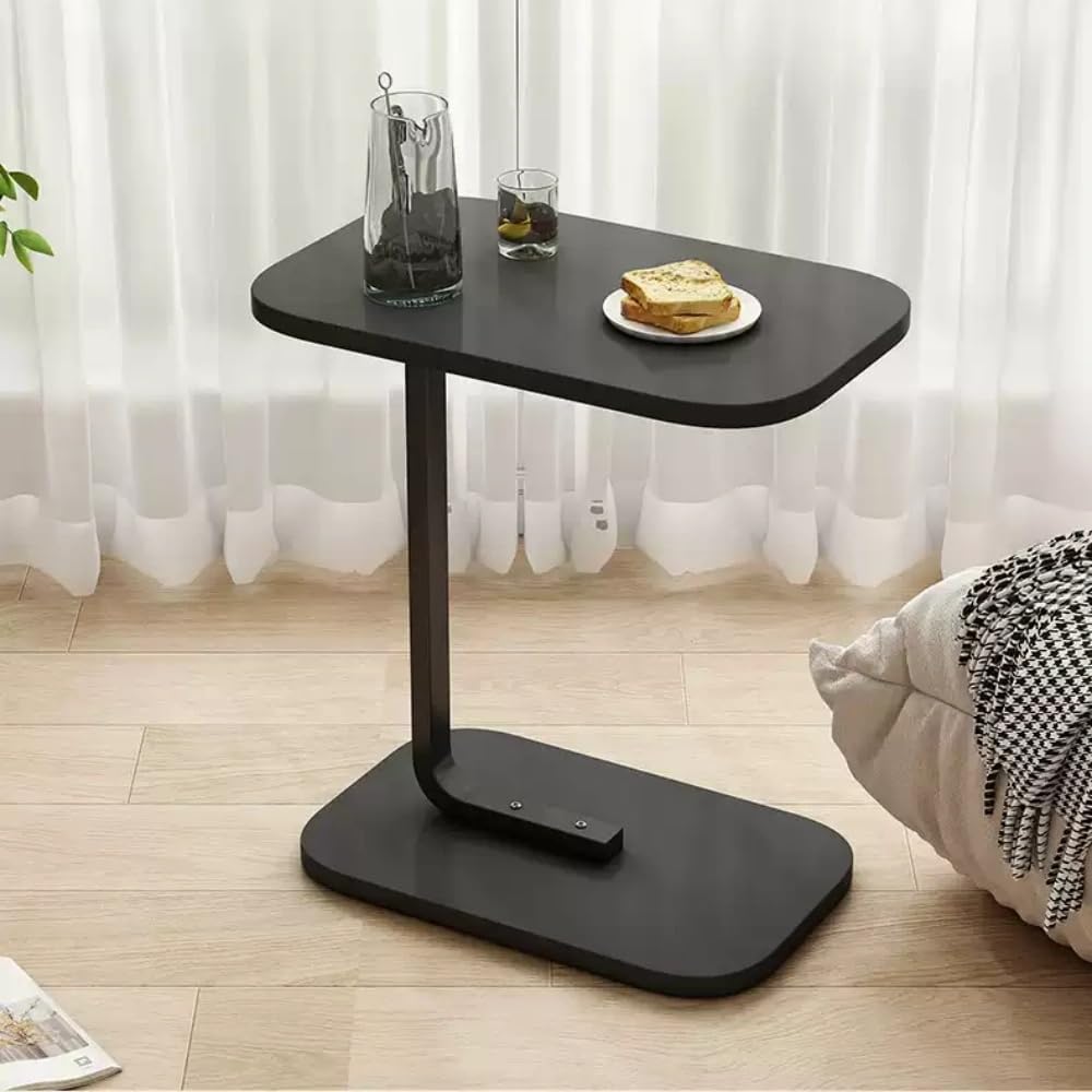 ORCHID M® Side Table, C-Shaped End table for Living Room, Small Couch Table for Bed, Snack & Coffee table for Bedroom, Living Room & Small Spaces, Overbed Table (Black)