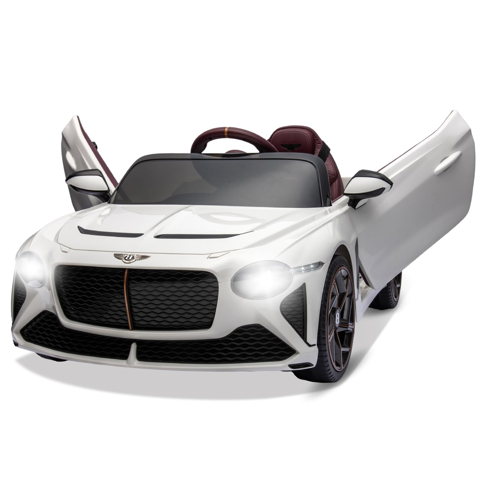 Garvee Coche Eléctrico Infantil Lujo Bacalar 12v – Licencia Oficial, Mando Parental, Puertas Tijera, Suspensión, 3 Velocidades, Luces LED, Música, Claxon – Vehículo Infantil Seguro – Color Blanco