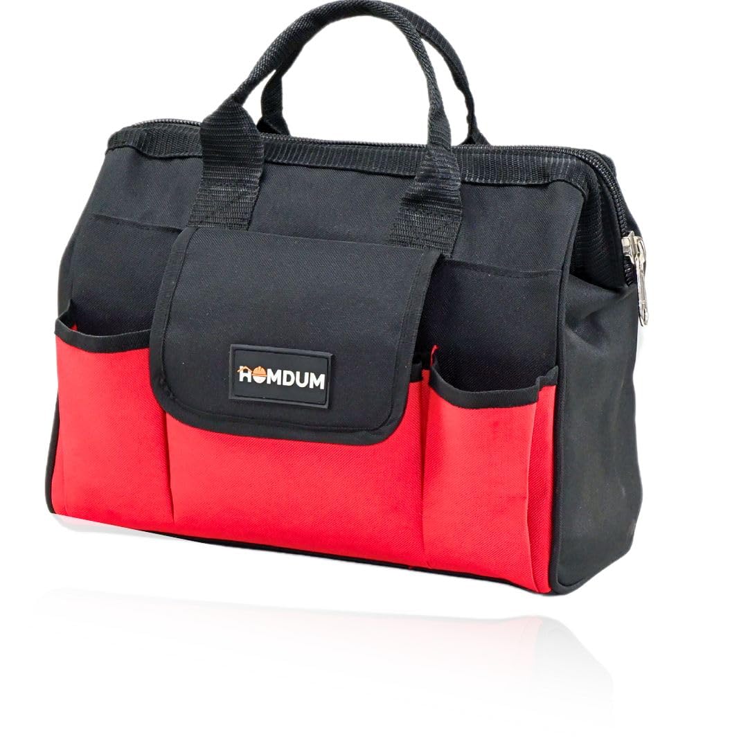 Homdum 13 Inch Multipurpose Tools Storage Bag Water Resistant for Electrician Plumber Technician Nylon Material with1 Flap up Pockets and 11 Open Pockets Color Red Black (B0BN8S9L3Z) Amazon Price History, Amazon Price Tracker