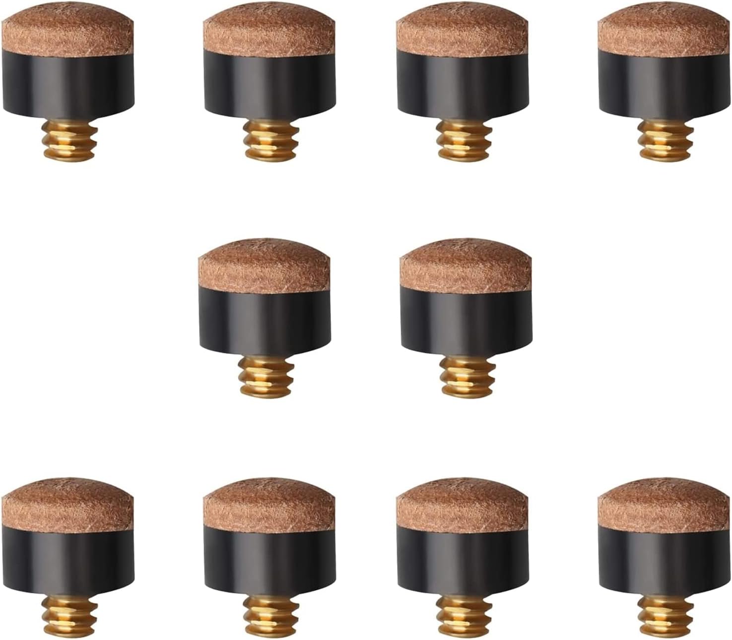 10 Pcs Screw on Tips 10 mm Replacement Cue Tips for Pool Cues and Snooker， Pool Cue Tips Hard Leather Screw-on Tips for Pool Cues and Snooker(Brown)