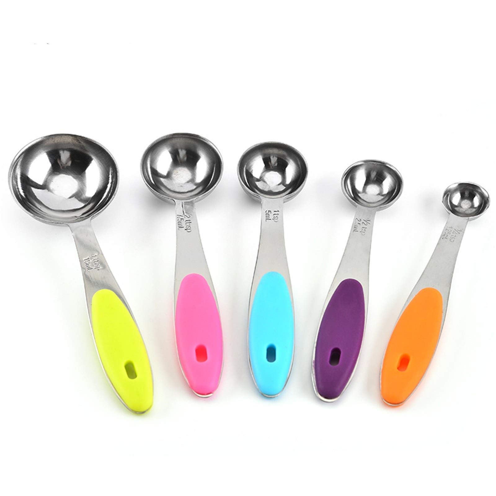 Cucharas Medidoras Mango De Silicona Cuchara Medidora De Acero Inoxidable Balanza Para Hornear Cuchara Medidora De Condimentos Juego De Cucharas Medidoras Multifuncionales Juego De 5 Piezas (Color :